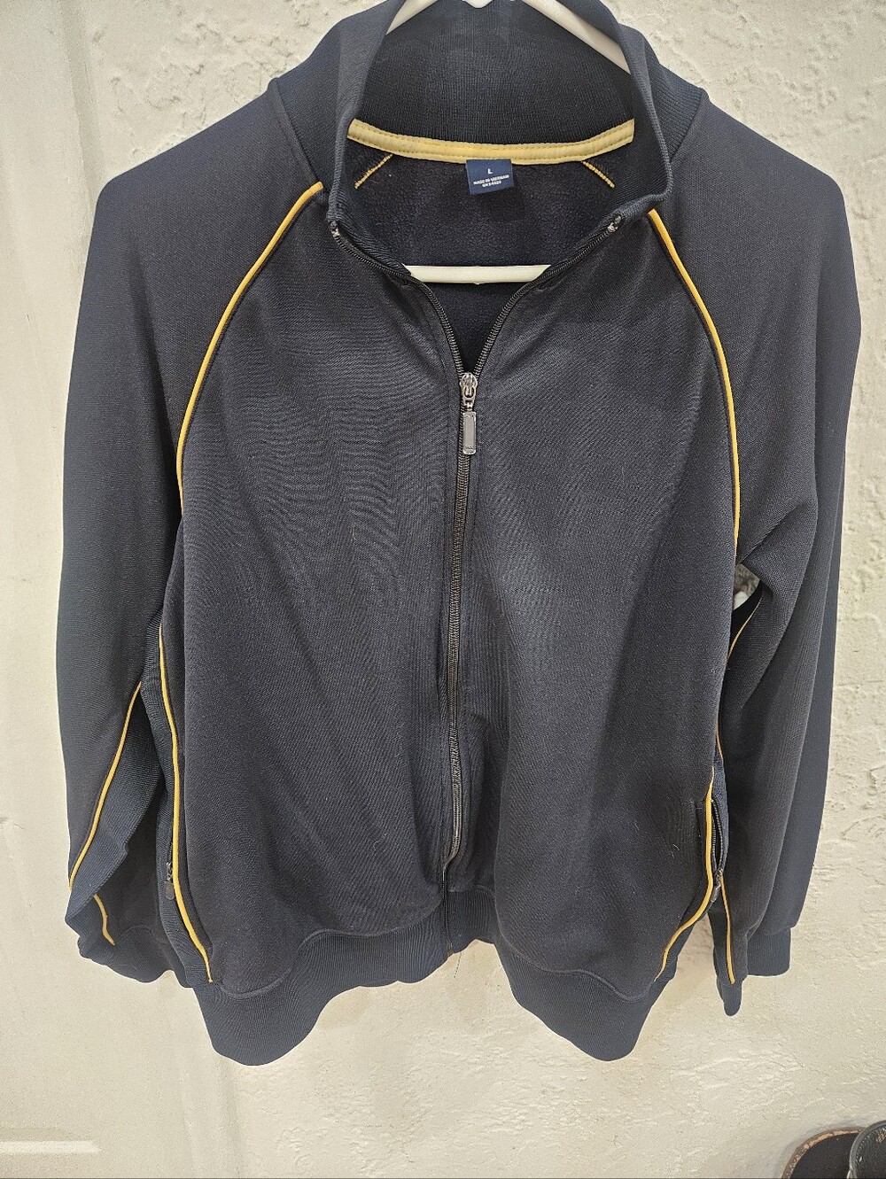 Men's Black Jacket with Yellow Piping - Lightweight Zip Front